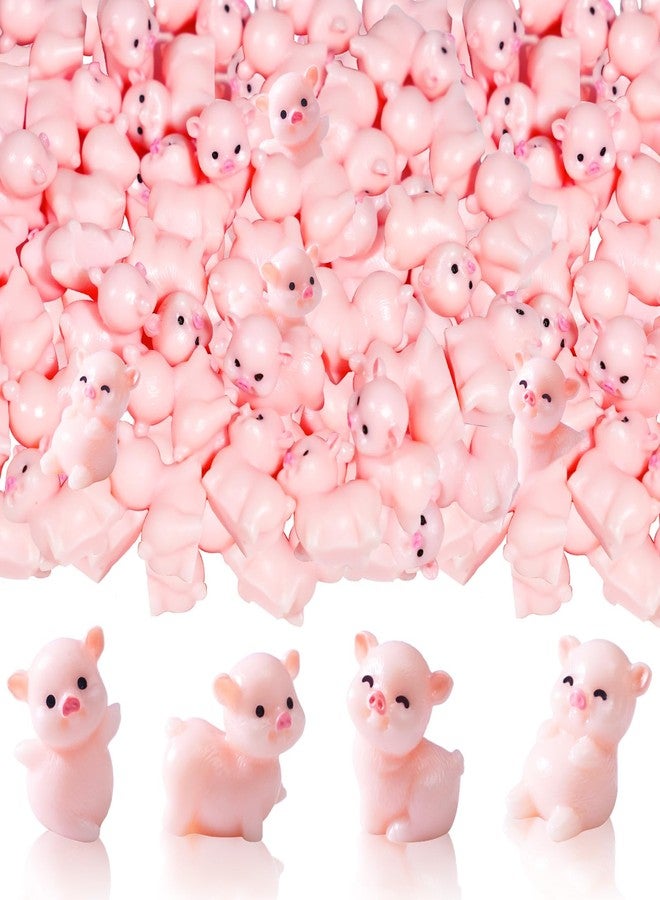 Furjane 100 Cute Miniature Pink Pig Figurines Mini Resin Pig Tiny Fairy Garden Accessories for Home Decor DIY Crafts - Image 1